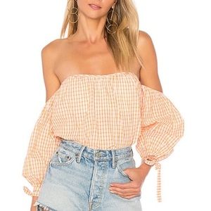 Tularosa x REVOLVE Orai Top in Orange Plaid - XS